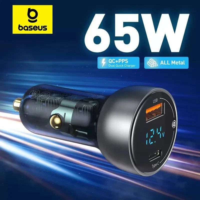 Baseus 65W PPS Car Charger- USB Type C Dual Port